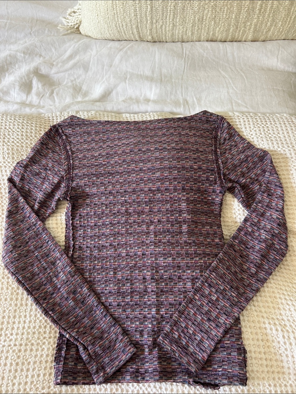 Free People Multicolor Knit Long Sleeve Top - Purple Tones